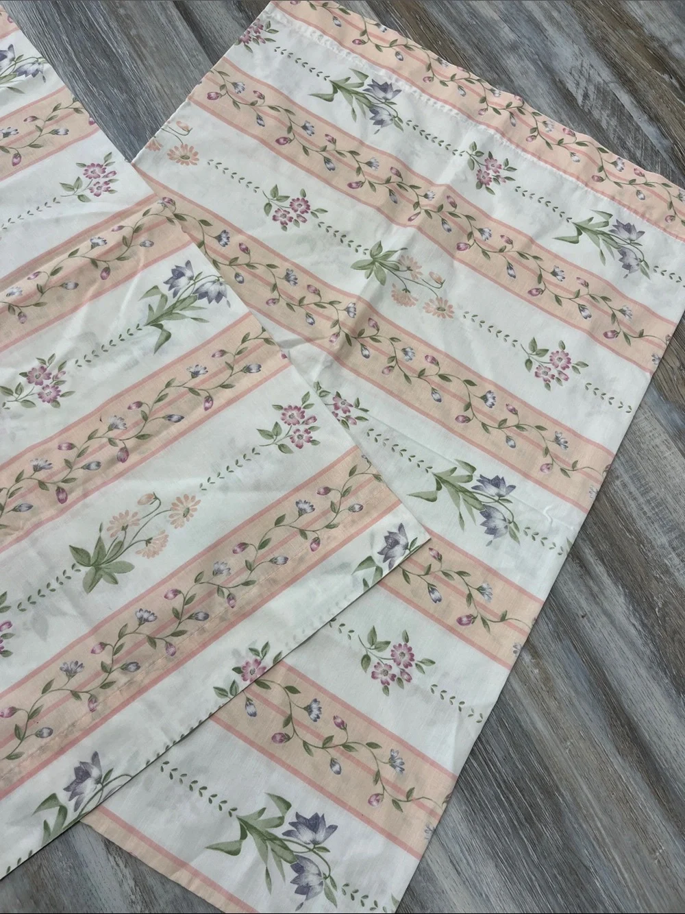Vintage Stevens Floral Standard Pillowcase Pair - peach and white Cottagecore